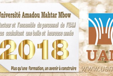 Le Recteur et l’ensemble du personnel de l’Université Amadou Mahtar MBOW vous souhaitent une belle et heureuse année 2018